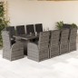 vidaXL 11-tlg. Garten-Essgruppe mit Kissen Grau Poly Rattan vidaXL 11-tlg. Garten-Essgruppe mit Kissen Grau Poly Rattan