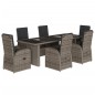 vidaXL 7-tlg. Garten-Essgruppe mit Kissen Grau Poly Rattan vidaXL 7-tlg. Garten-Essgruppe mit Kissen Grau Poly Rattan