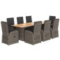 vidaXL 9-tlg. Garten-Essgruppe mit Kissen Grau Poly Rattan vidaXL 9-tlg. Garten-Essgruppe mit Kissen Grau Poly Rattan