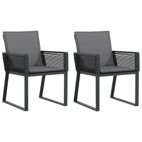 vidaXL Gartenstühle mit Kissen 2 Stk. Schwarz Poly Rattan