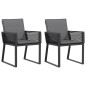 vidaXL Gartenstühle mit Kissen 2 Stk. Schwarz Poly Rattan vidaXL Gartenstühle mit Kissen 2 Stk. Schwarz Poly Rattan