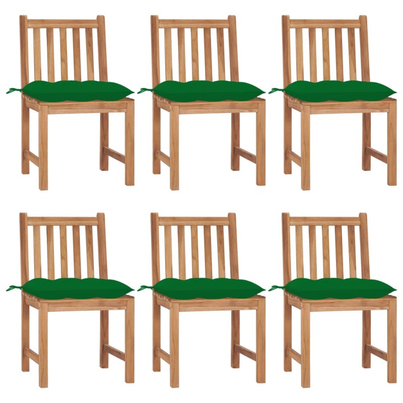 vidaXL Gartenstühle 6 Stk. mit Kissen Massivholz Teak vidaXL Gartenstühle 6 Stk. mit Kissen Massivholz Teak