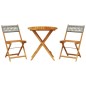 vidaXL 3-tlg. Bistro-Set Grau Poly Rattan und Massivholz vidaXL 3-tlg. Bistro-Set Grau Poly Rattan und Massivholz