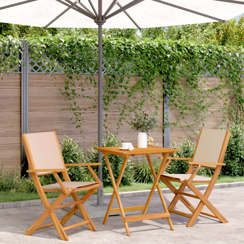 vidaXL 3-tlg. Bistro-Set Beige Stoff und Massivholz vidaXL 3-tlg. Bistro-Set Beige Stoff und Massivholz
