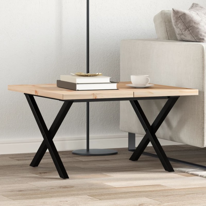 vidaXL Couchtisch X-Gestell 70x70x40,5cm Massivholz Kiefer & Gusseisen vidaXL Couchtisch X-Gestell 70x70x40,5cm Massivholz Kiefer & Gusseisen