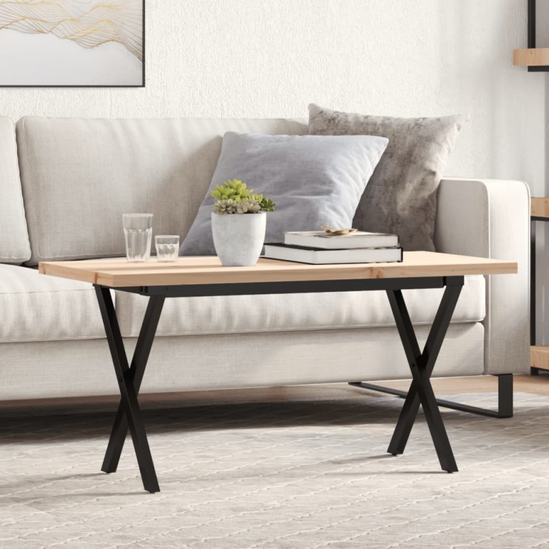vidaXL Couchtisch X-Gestell 100x50x45,5 cm Massivholz Kiefer Gusseisen vidaXL Couchtisch X-Gestell 100x50x45,5 cm Massivholz Kiefer Gusseisen