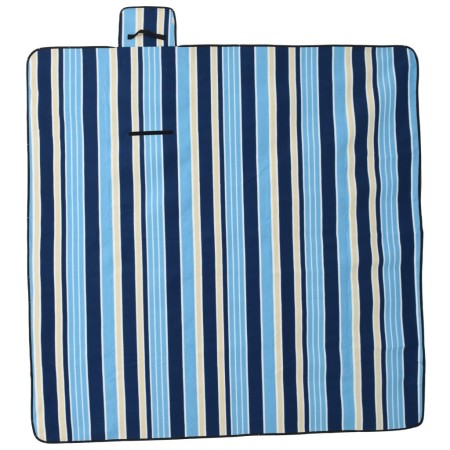 vidaXL Picknickdecke Faltbar Blau und Weiß Gestreift 200x200 cm Samt