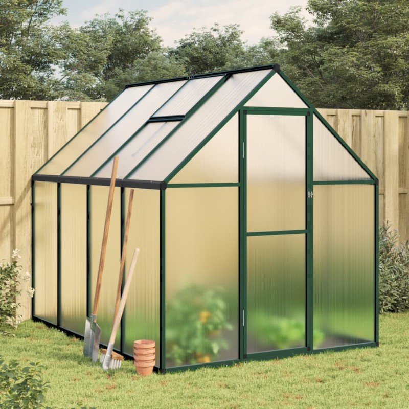 vidaXL Gewächshaus mit Fundamentrahmen Grün 224x169x195 cm Aluminimum vidaXL Gewächshaus mit Fundamentrahmen Grün 224x169x195 cm Aluminimum
