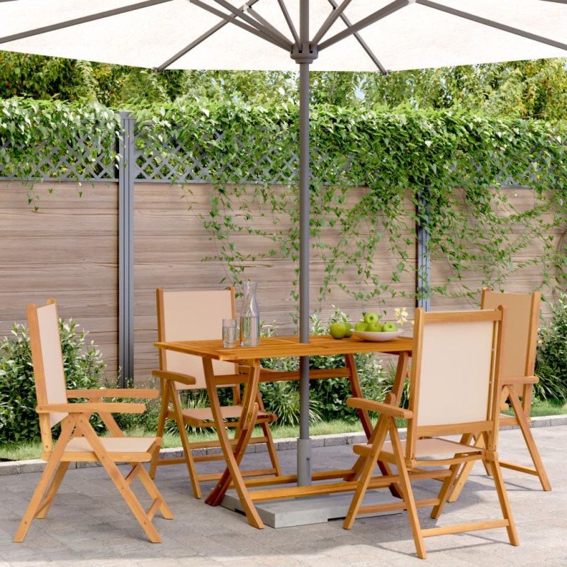 vidaXL Gartenstühle Verstellbar 4 Stk. Beige Stoff und Massivholz vidaXL Gartenstühle Verstellbar 4 Stk. Beige Stoff und Massivholz
