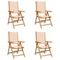 vidaXL Gartenstühle Verstellbar 4 Stk. Beige Stoff und Massivholz vidaXL Gartenstühle Verstellbar 4 Stk. Beige Stoff und Massivholz
