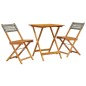 vidaXL 3-tlg. Bistro-Set Grau Poly Rattan und Massivholz vidaXL 3-tlg. Bistro-Set Grau Poly Rattan und Massivholz