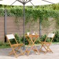 vidaXL 3-tlg. Bistro-Set Cremeweiß Stoff und Massivholz vidaXL 3-tlg. Bistro-Set Cremeweiß Stoff und Massivholz