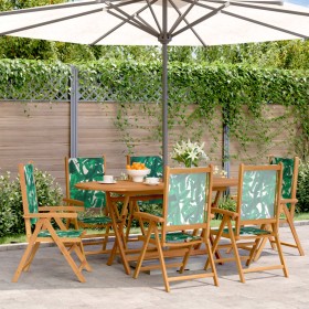 vidaXL Gartenstühle Verstellbar 6 Stk. Grün Stoff und Massivholz