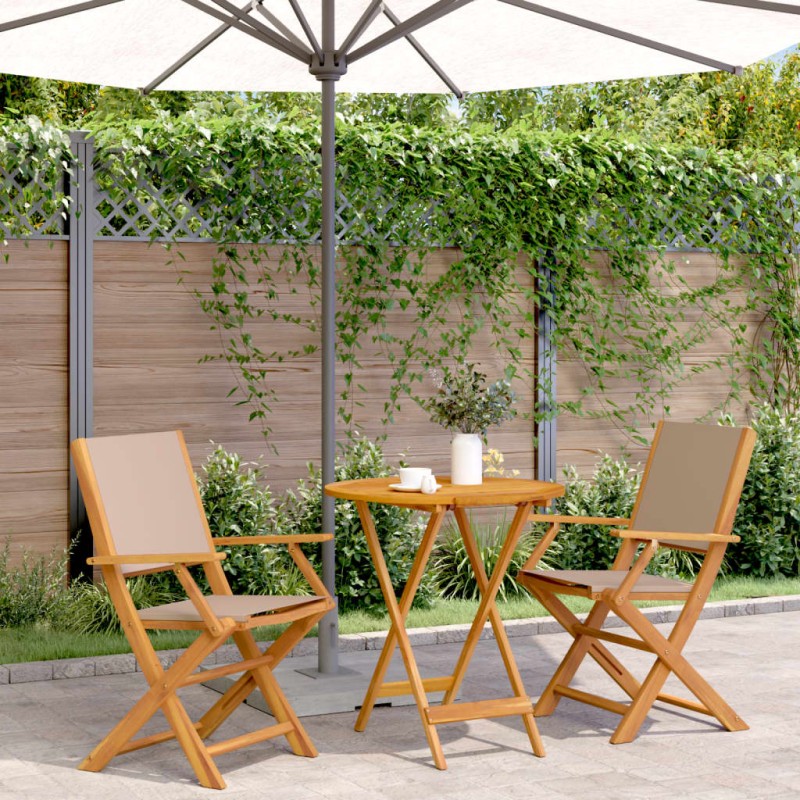 vidaXL 3-tlg. Bistro-Set Taupe Stoff und Massivholz vidaXL 3-tlg. Bistro-Set Taupe Stoff und Massivholz