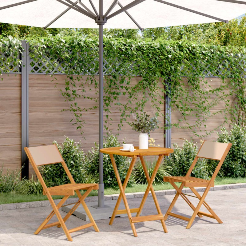 vidaXL 3-tlg. Bistro-Set Beige Stoff und Massivholz vidaXL 3-tlg. Bistro-Set Beige Stoff und Massivholz