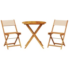 vidaXL 3-tlg. Bistro-Set Beige Stoff und Massivholz