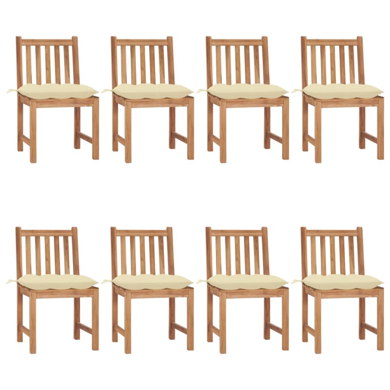 Gartenstühle 8 Stk. mit Kissen Massivholz Teak Gartenstühle 8 Stk. mit Kissen Massivholz Teak