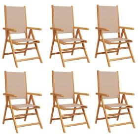 vidaXL Gartenstühle Verstellbar 6 Stk. Taupe Stoff und Massivholz