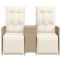 vidaXL Gartensofa 2-Sitzer Verstellbar mit Tisch Beige Poly Rattan vidaXL Gartensofa 2-Sitzer Verstellbar mit Tisch Beige Poly Rattan