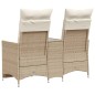 vidaXL Gartensofa 2-Sitzer Verstellbar mit Tisch Beige Poly Rattan vidaXL Gartensofa 2-Sitzer Verstellbar mit Tisch Beige Poly Rattan