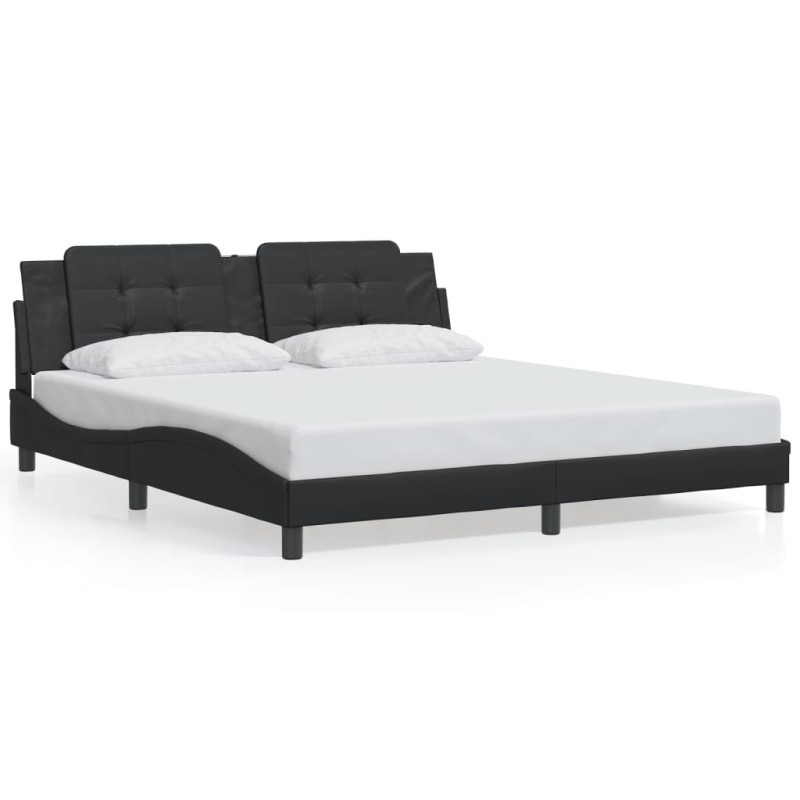vidaXL Bettgestell mit LED Schwarz 180x200 cm Kunstleder vidaXL Bettgestell mit LED Schwarz 180x200 cm Kunstleder