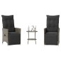 vidaXL 3-tlg. Bistro-Set mit Kissen Grau Poly Rattan vidaXL 3-tlg. Bistro-Set mit Kissen Grau Poly Rattan