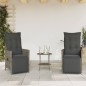 vidaXL 3-tlg. Bistro-Set mit Kissen Grau Poly Rattan vidaXL 3-tlg. Bistro-Set mit Kissen Grau Poly Rattan