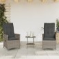 vidaXL 3-tlg. Bistro-Set mit Kissen Grau Poly Rattan vidaXL 3-tlg. Bistro-Set mit Kissen Grau Poly Rattan