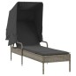 vidaXL Sonnenliegen 2 Stk. mit Dach und Tisch Grau Poly Rattan vidaXL Sonnenliegen 2 Stk. mit Dach und Tisch Grau Poly Rattan