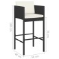 vidaXL Barhocker 4 Stk. mit Kissen Schwarz Poly Rattan vidaXL Barhocker 4 Stk. mit Kissen Schwarz Poly Rattan