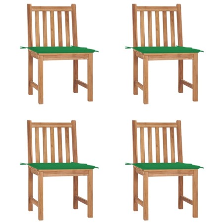 vidaXL Gartenstühle 4 Stk. mit Kissen Massivholz Teak 