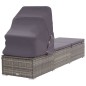 vidaXL Sonnenliege mit Sonnenschutz und Auflagen Poly Rattan Grau vidaXL Sonnenliege mit Sonnenschutz und Auflagen Poly Rattan Grau