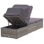 vidaXL Sonnenliege mit Sonnenschutz und Auflagen Poly Rattan Grau vidaXL Sonnenliege mit Sonnenschutz und Auflagen Poly Rattan Grau