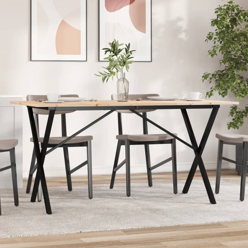 vidaXL Esstisch X-Gestell 140x80x75 cm Massivholz Kiefer und Gusseisen vidaXL Esstisch X-Gestell 140x80x75 cm Massivholz Kiefer und Gusseisen