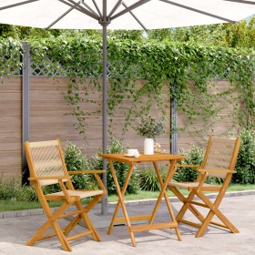 vidaXL 3-tlg. Bistro-Set Beige Polypropylen und Massivholz