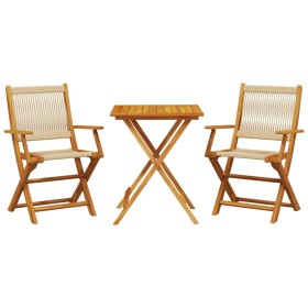 vidaXL 3-tlg. Bistro-Set Beige Polypropylen und Massivholz