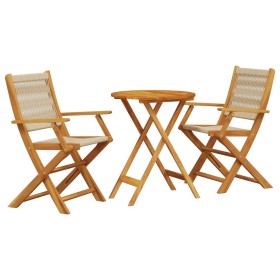 vidaXL 3-tlg. Bistro-Set Beige Polypropylen und Massivholz