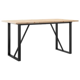 vidaXL Esstisch O-Gestell 140x80x75,5 cm Massivholz Kiefer & Gusseisen