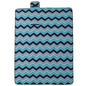 vidaXL Picknickdecke Faltbar Blau Wellenmuster 200x150 cm Samt