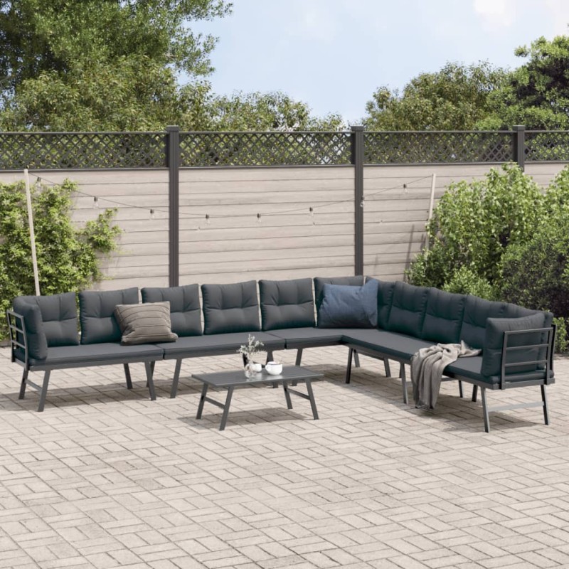 vidaXL 5-tlg. Garten-Sitzgruppe mit Kissen Schwarz Stahl vidaXL 5-tlg. Garten-Sitzgruppe mit Kissen Schwarz Stahl