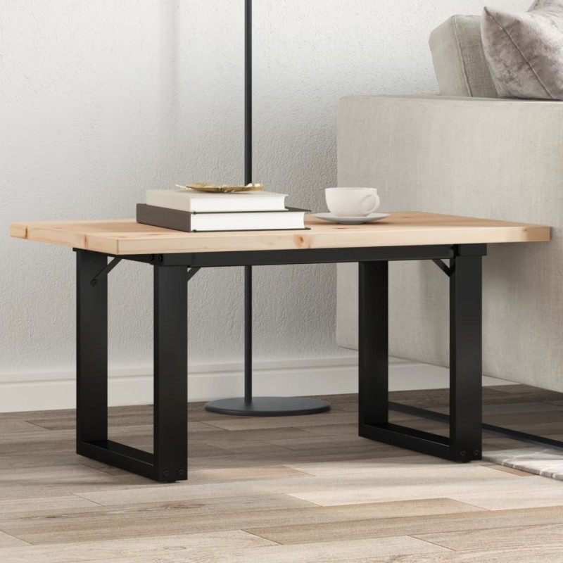 vidaXL Couchtisch O-Gestell 80x50x40,5cm Massivholz Kiefer & Gusseisen vidaXL Couchtisch O-Gestell 80x50x40,5cm Massivholz Kiefer & Gusseisen