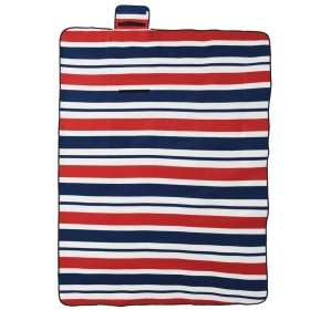 vidaXL Picknickdecke Faltbar Rot und Blau Gestreift 200x150 cm Samt