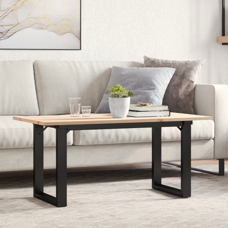 vidaXL Couchtisch O-Gestell 90x40x45cm Massivholz Kiefer und Gusseisen vidaXL Couchtisch O-Gestell 90x40x45cm Massivholz Kiefer und Gusseisen