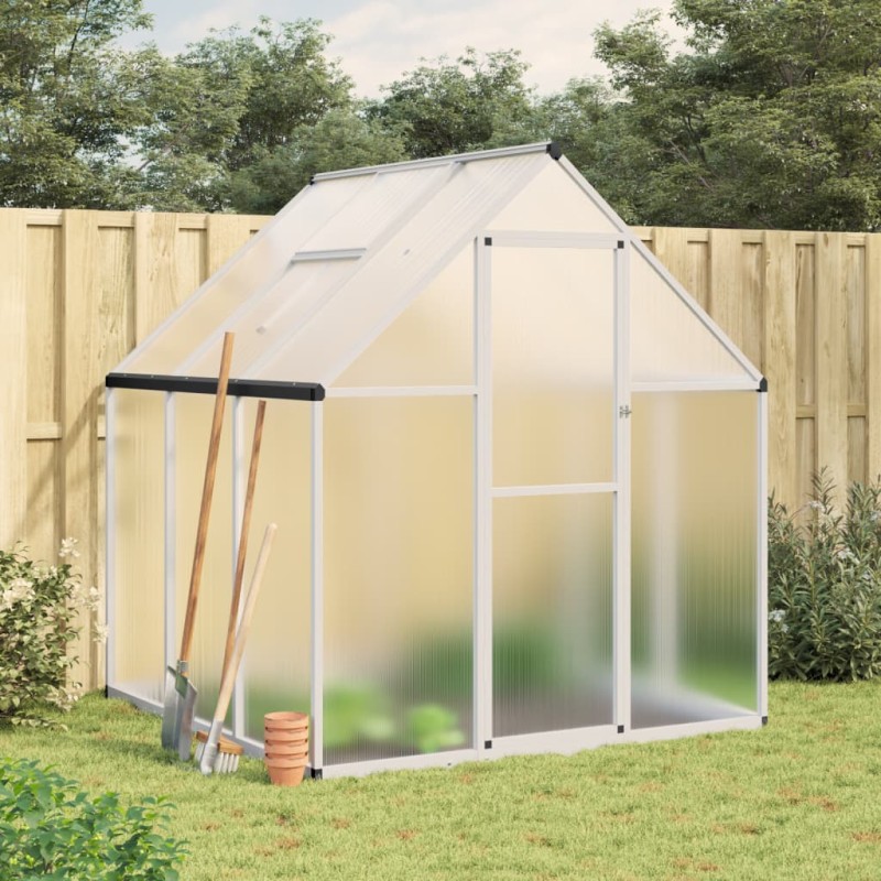 vidaXL Gewächshaus mit Fundamentrahmen Silbern 169x169x195 cm Alu vidaXL Gewächshaus mit Fundamentrahmen Silbern 169x169x195 cm Alu