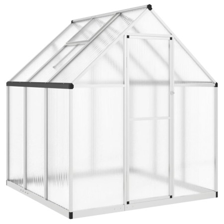 vidaXL Gewächshaus mit Fundamentrahmen Silbern 169x169x195 cm Alu