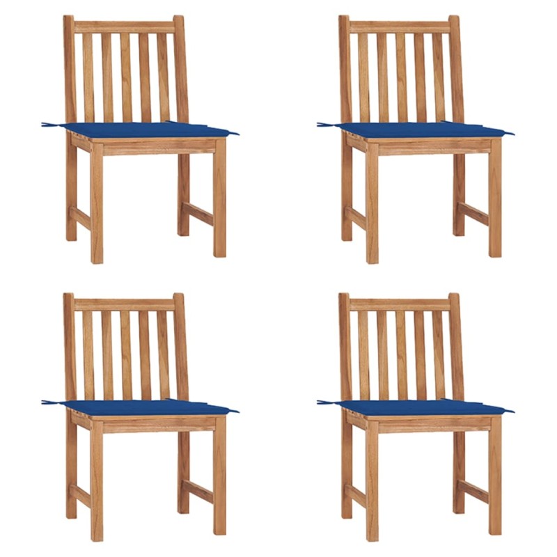 vidaXL Gartenstühle 4 Stk. mit Kissen Massivholz Teak vidaXL Gartenstühle 4 Stk. mit Kissen Massivholz Teak