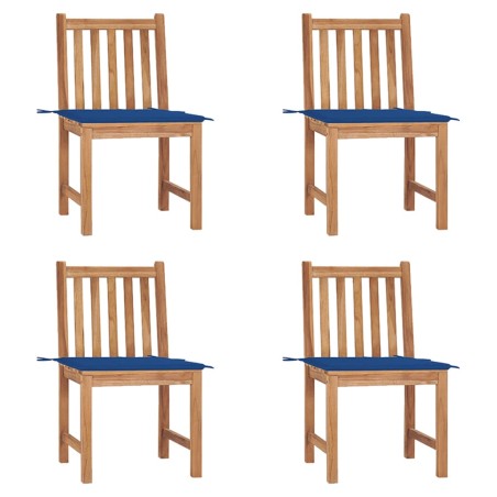 vidaXL Gartenstühle 4 Stk. mit Kissen Massivholz Teak 