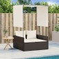 vidaXL Doppel-Sonnenliege mit Dach und Vorhängen Braun Poly Rattan vidaXL Doppel-Sonnenliege mit Dach und Vorhängen Braun Poly Rattan