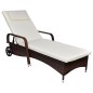 vidaXL Sonnenliege mit Rollen Poly Rattan Braun
