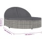vidaXL Doppel-Sonnenliege mit Kissen Poly Rattan Grau vidaXL Doppel-Sonnenliege mit Kissen Poly Rattan Grau